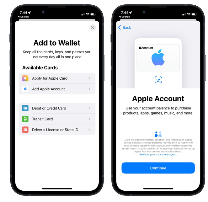 白茅湖农场苹果手机维修分享iOS 15.5钱包App如何添加 Apple 账户 